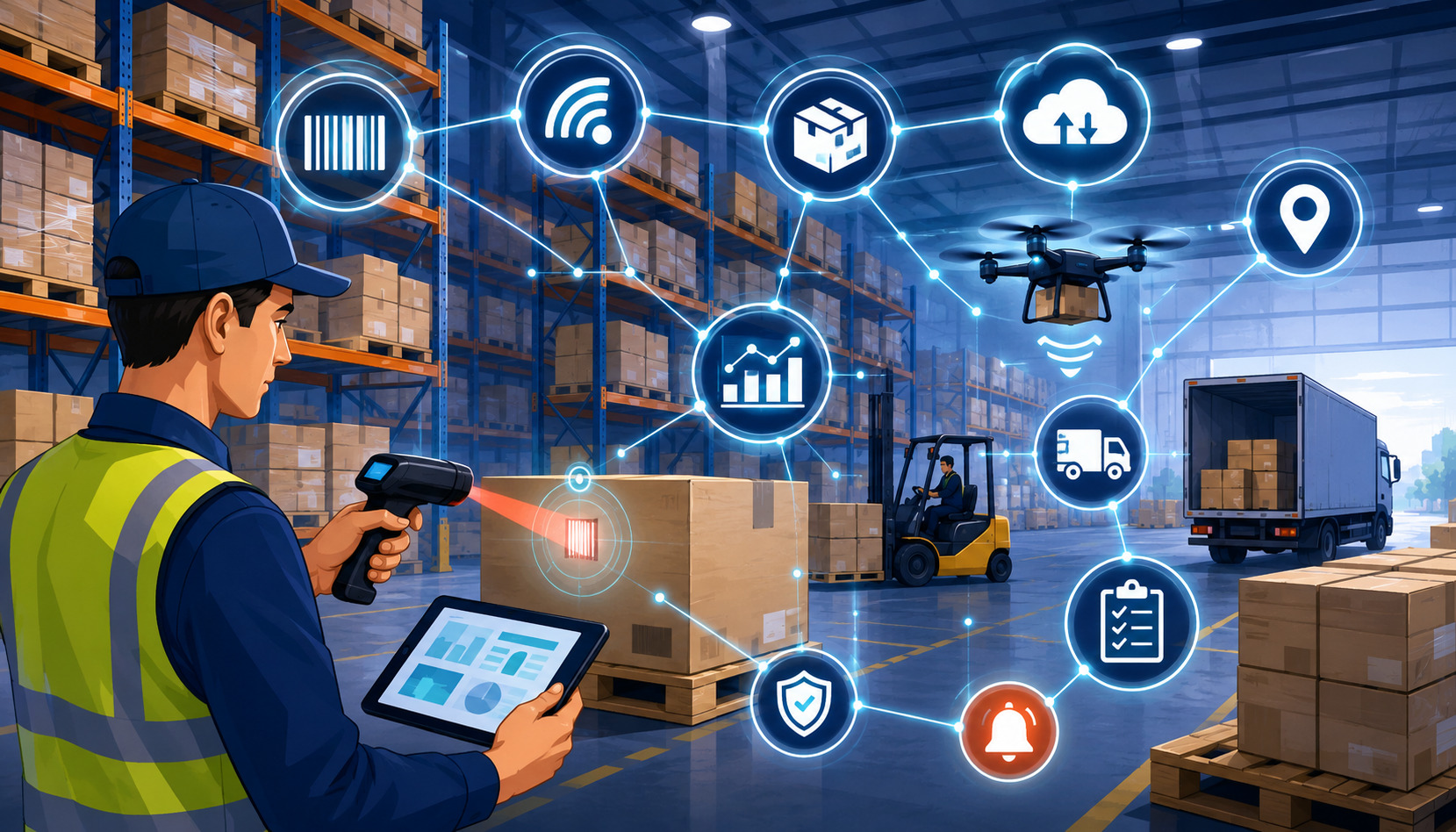 Real-time inventory tracking in a smart warehouse