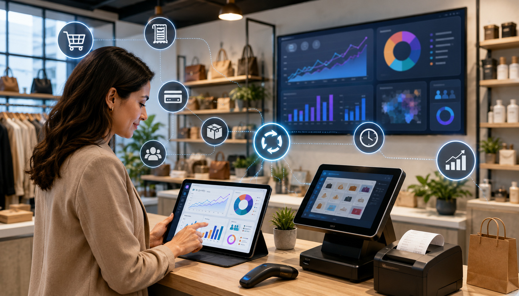 Real-time POS sales reports dashboard in a retail store