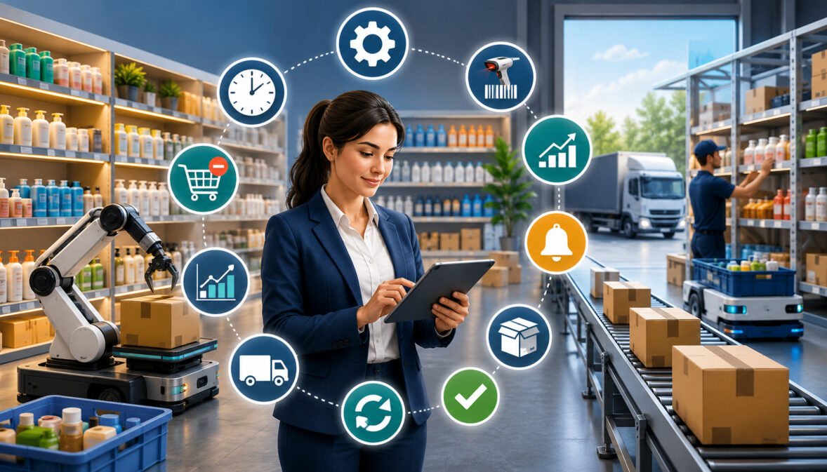 Automated inventory replenishment system with smart warehouse workflow