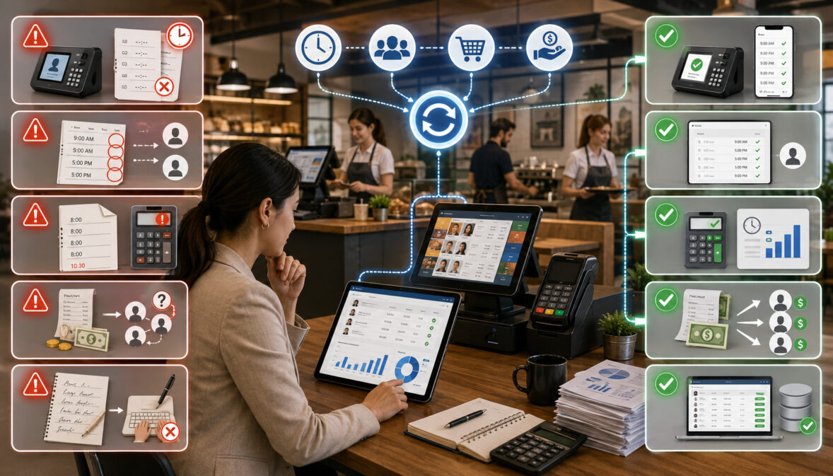 POS integration preventing common payroll errors with automated time tracking and payroll checks