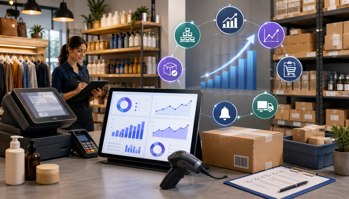 POS analytics dashboard for inventory planning in a retail stockroom