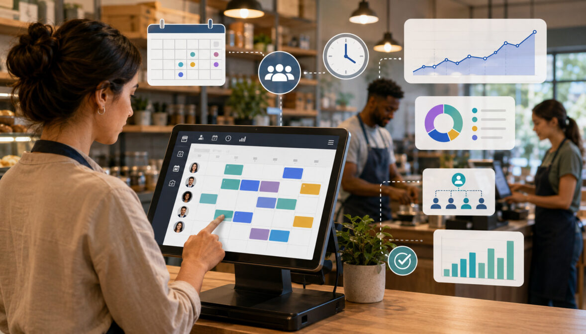 POS scheduling software for labor planning in a café setting